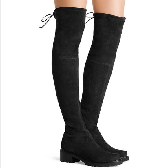 Stuart Weitzman Vanland Black Suede Over the Knee Boots 9 - Picture 1 of 6